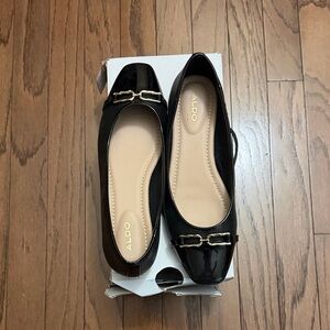 ALDO Black Flats with Gold Accent